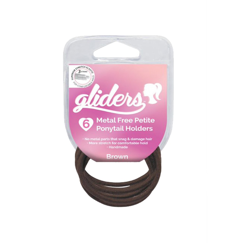 Bộ 6 dây cột tóc đuôi ngựa Gliders petite đen, nâu, màu tươi