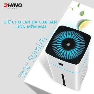 Máy phun sương, máy xông tinh dầu tạo ẩm Rhino H101 dung tích 1000ml, không gây tiếng ồn, tích hợp đèn ngủ RGB nhiều màu
