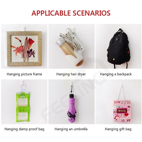 Set 4 Móc Treo Khung Ảnh / Túi / Chìa Khóa Gắn Tường Không Cần Khoan Lỗ