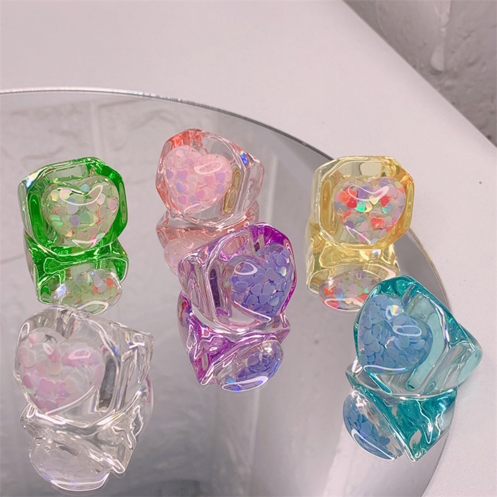 1 Nhẫn Đeo Ngón Tay Bằng Nhựa Resin Màu Kẹo Ngọt Thời Trang Cho Nữ