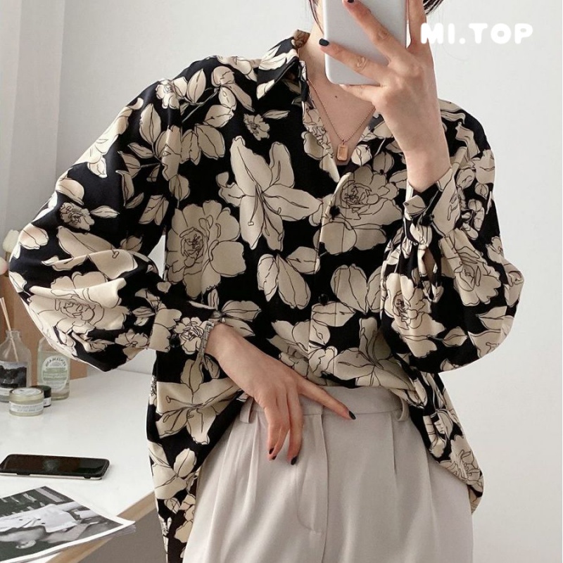 Áo Sơ Mi Tay Dài Dáng Rộng In Hoa Kiểu Retro Thời Trang Mùa Hè Cho Nữ