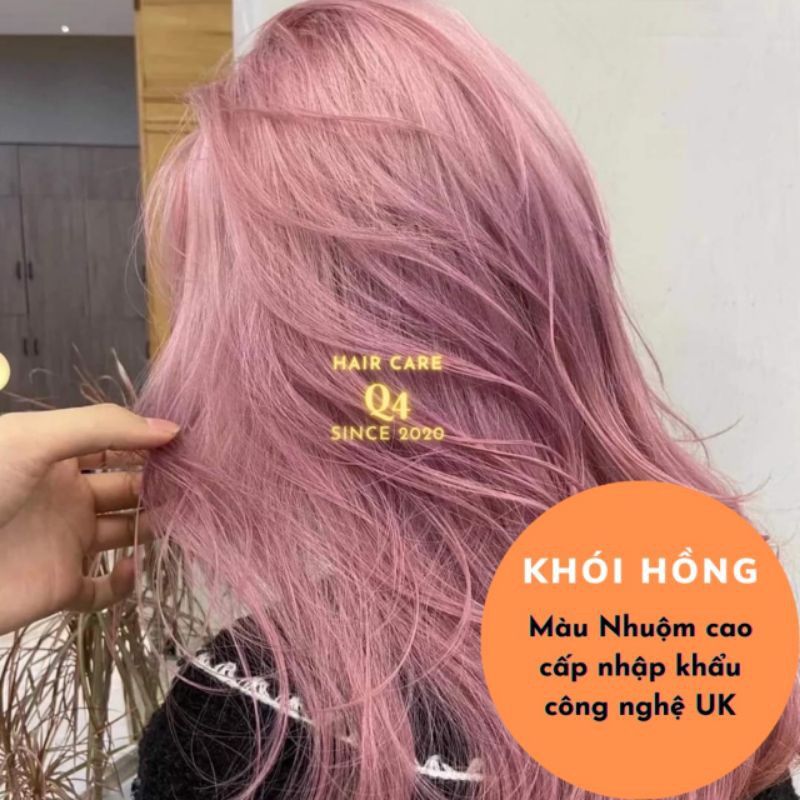 Thuốc nhuộm tóc màu hồng khói, nâu đào khói, xám hồng, hồng pastel- Hair Care Q4