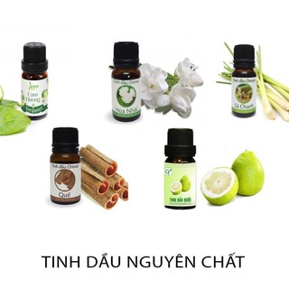 Tinh dầu nguyên chất: sả chanh, bưởi, oải hương, tràm, quế, hoa hồng