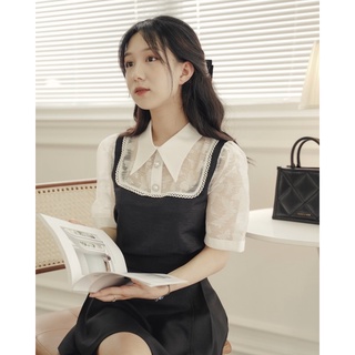 Áo đen phối tơ trắng hồ điệp by La Moneta
