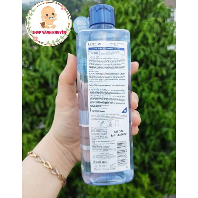 (HSD: 2024) Nước Tẩy Trang Loreal Micellar Water 3 In 1 chai 400ml