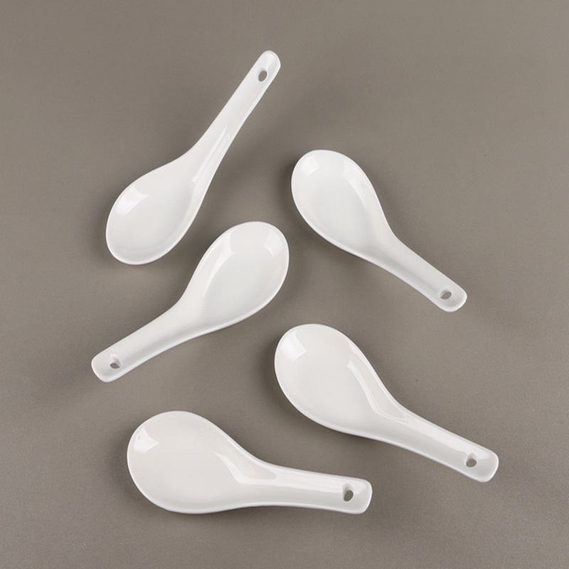 Muỗng ăn cơm súp cháo dài 12.7cm chất liệu gốm sứ.