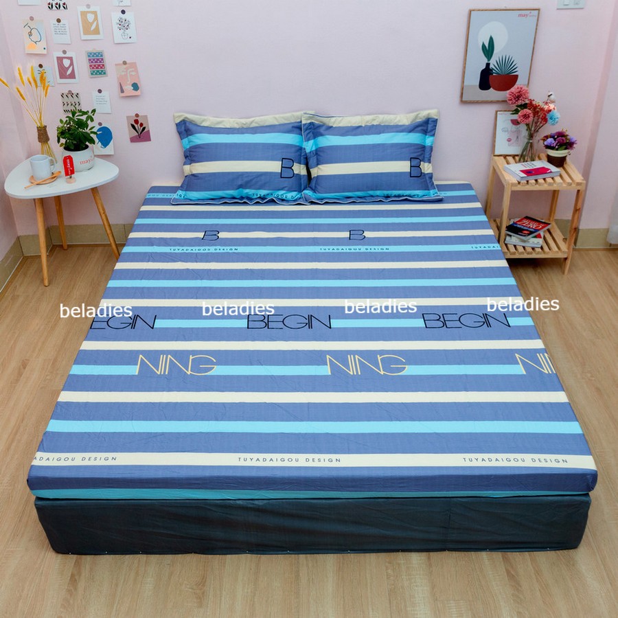 Ga giường cotton bo chun bọc đệm 1m2 1m6 1m8 2m2 100% cotton Hàn Quốc May bedding