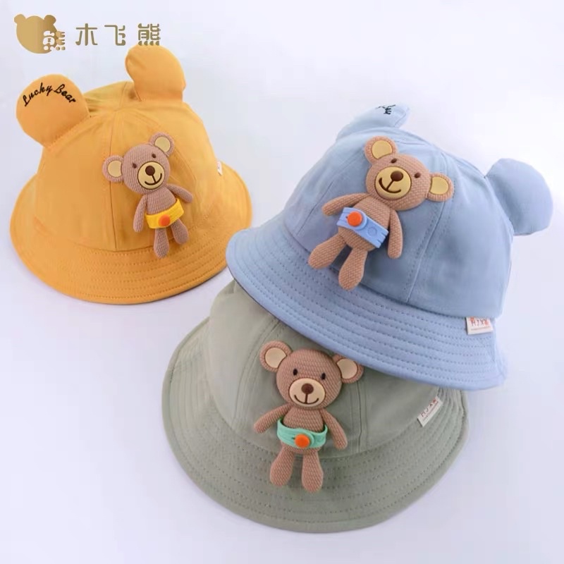 Mũ cho bé trai bé gài vành tròn thêu gấu tai chữ dễ thương , phù hợp 1 tuổi - 6 tuồi