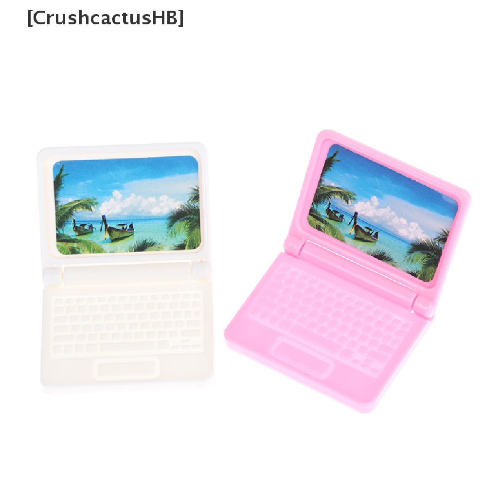 [CrushcactusHB] 2Pcs/Set Simulation Mini Laptop Computer 1:12 Dollhouse Miniature Fashion Crafts Hot Sell