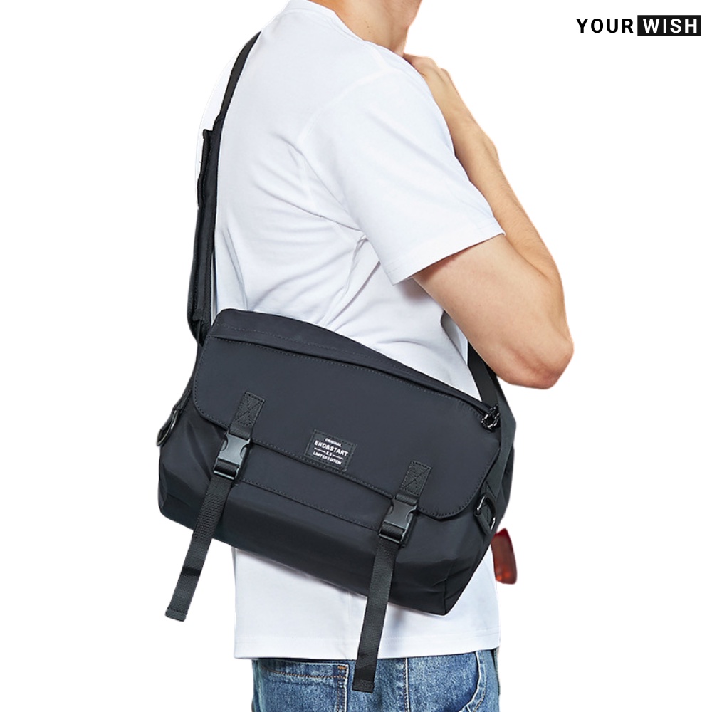 Túi Đeo Chéo Nam Nữ Cao Cấp Unisex Thời Trang Đi Học Lên Phố Chất Liệu Dệt Kim Màu Đen Yourwish TD25 Đeo Vai Lưng