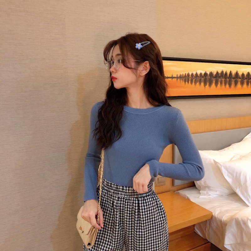 Áo ZHELIHANGFEI dệt kim tay dài dáng ôm thời trang cho nữ tùy chọn màu sắc