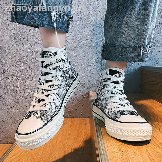 Giày thể thao vải canvas họa tiết hoạt hình One Piece thời trang năng động cho nam