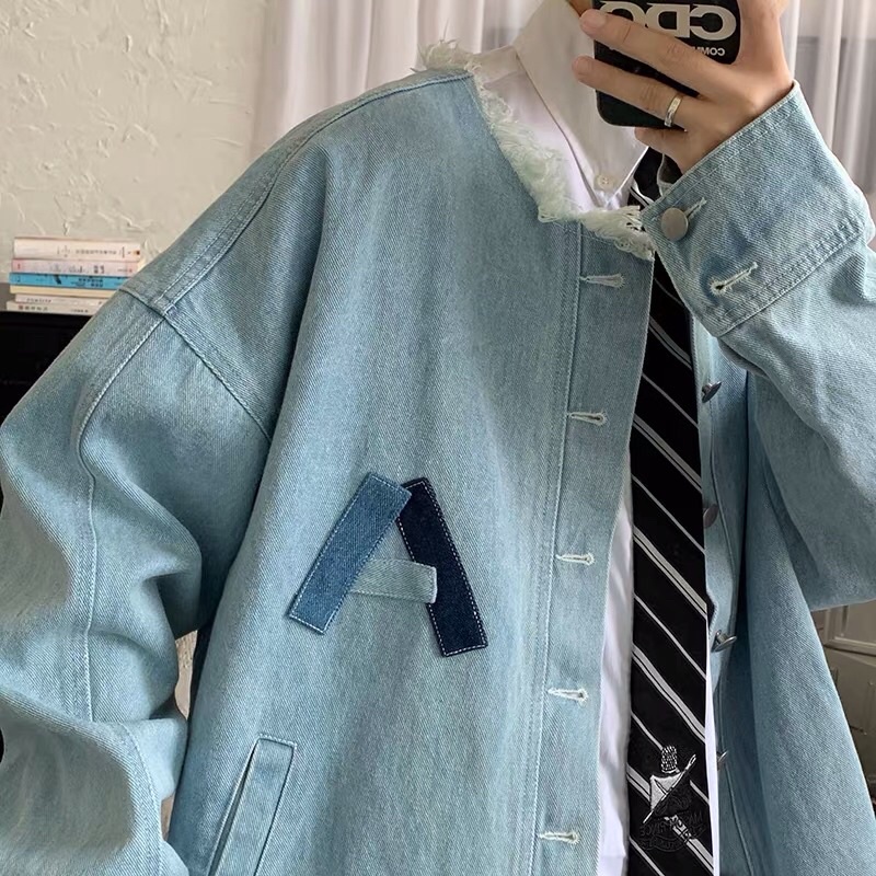 Áo khoác denim bò cách điệu cổ tua rua form rộng Ulzzang siêu chất ❤️