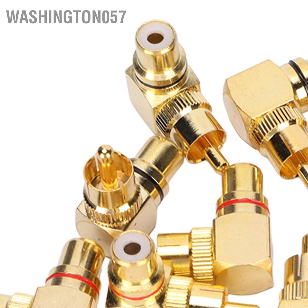 Washington057 10 cái RCA Bộ chuyển đổi góc phải Nam sang Nữ Đồng mạ vàng 90 độ Loại L Đầu nối bộ điều hợp