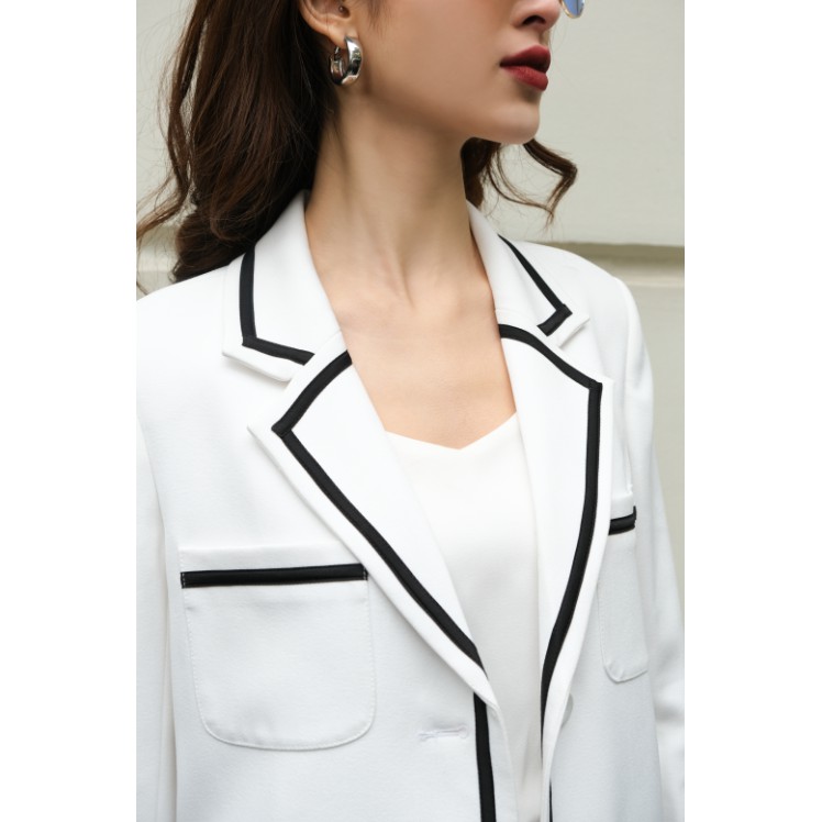 Áo vest blazer nữ Doris Maiimer viền đen trắng | BigBuy360 - bigbuy360.vn