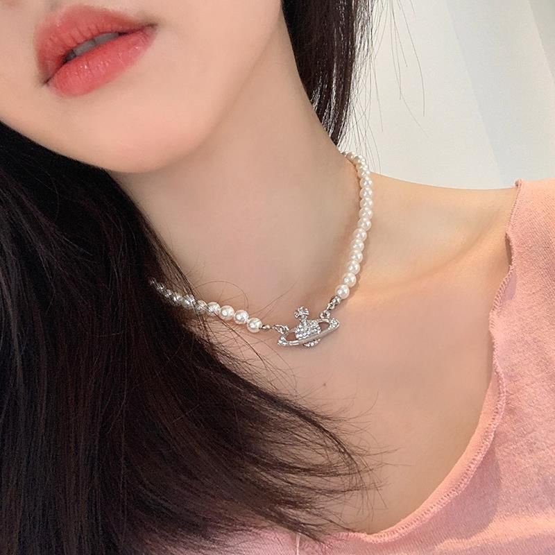 Vòng Cổ Đính Ngọc Trai Nhân Tạo Phong Cách Retro