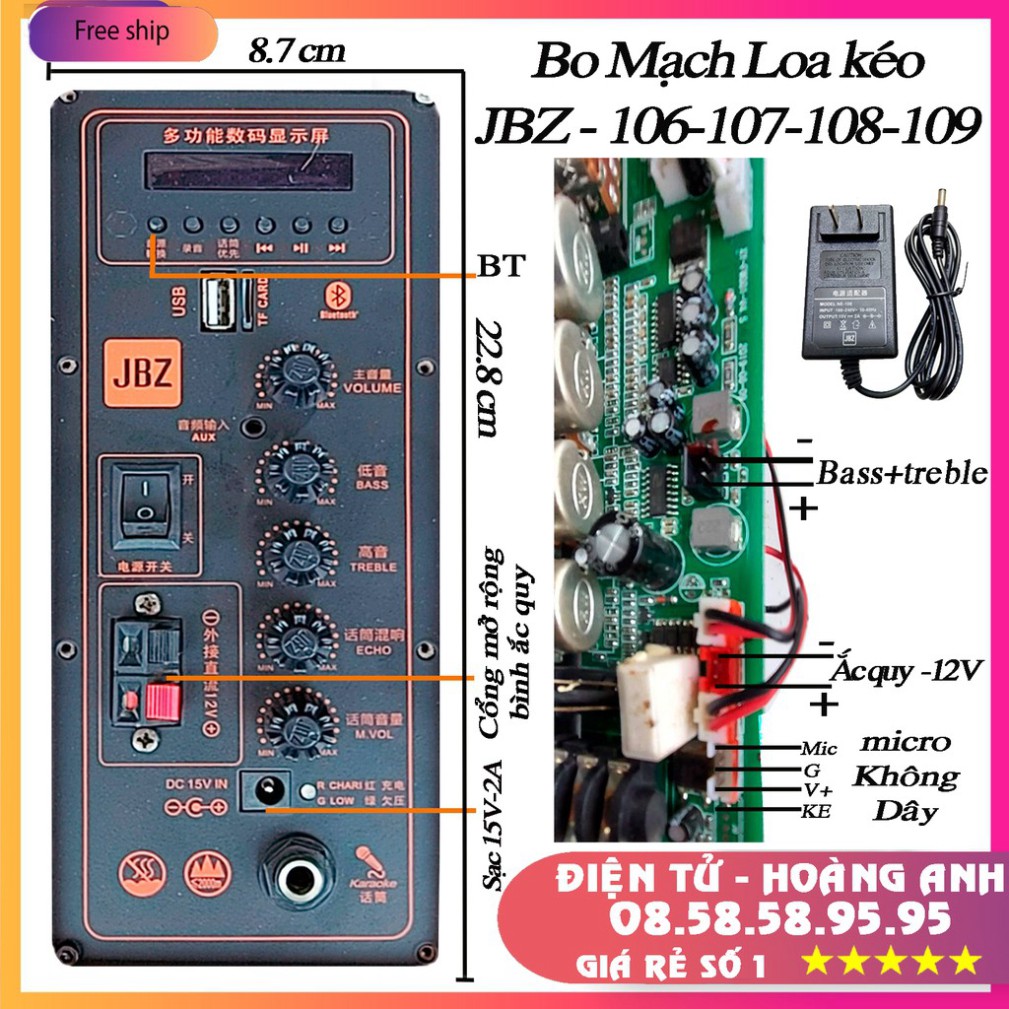 Bo mạch loa keo JBZ 106-107-108-109 + 0806 - 1006 - 1206 hàng chính hãng jbz