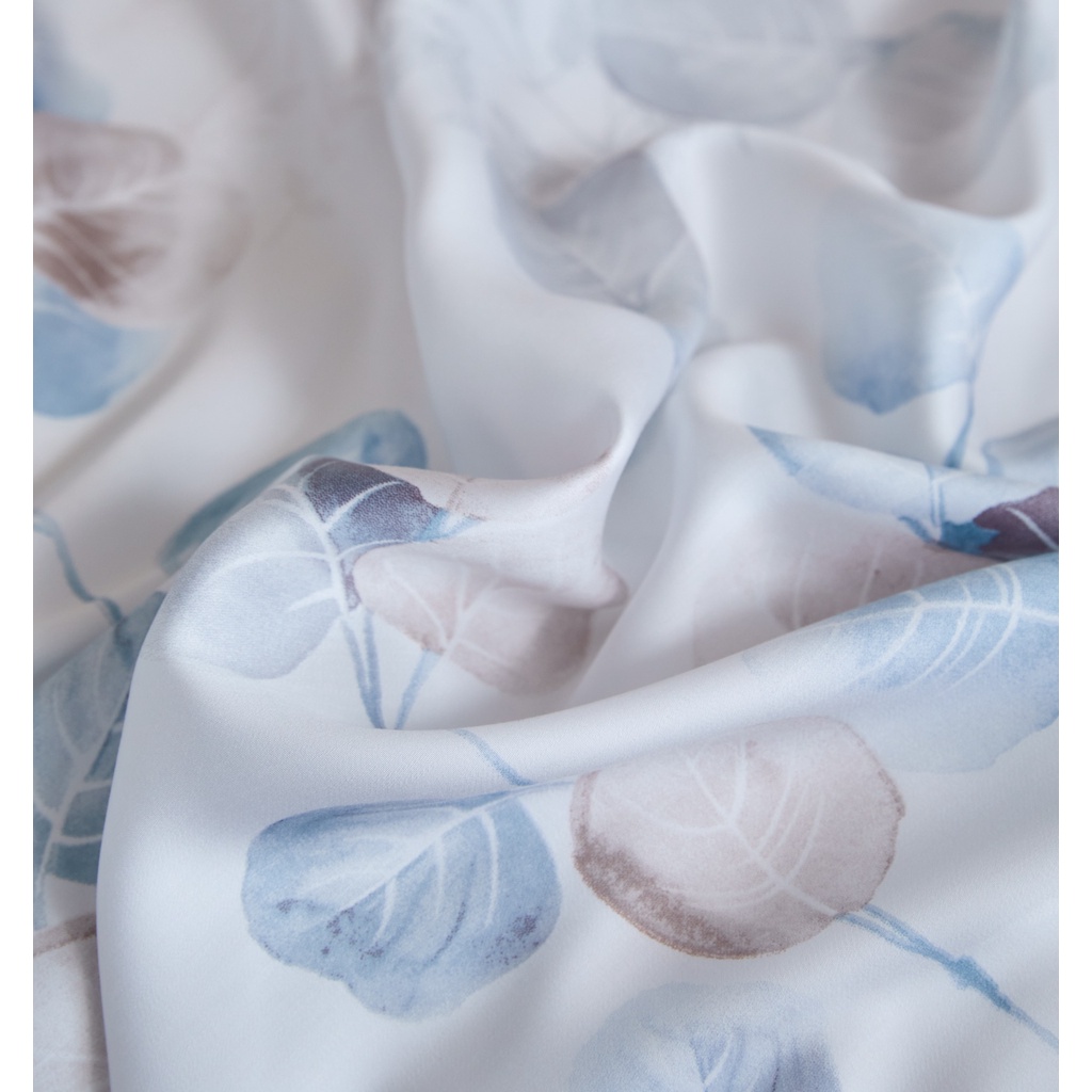 Bộ chăn ga gối cao cấp 100%Tencel 100s họa tiết Eucalyptus mang sức sống mãnh liệt, Chất liệu siêu mềm mát