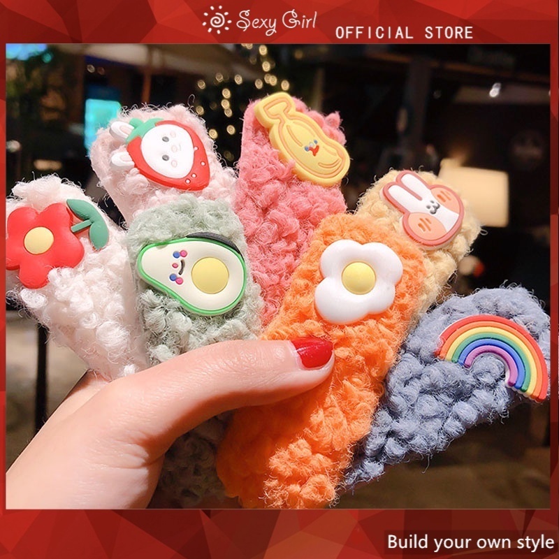 Kẹp tóc chất liệu lông cừu thiết kế xinh xắn thời trang cho nữ