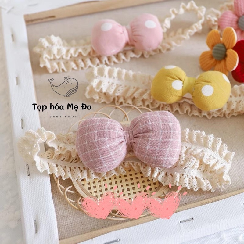 Băng đô/turban vải cài tóc đính nơ bản lớn xinh xắn phong cách Hàn Quốc cho bé gái chính hãng Chicbaby
