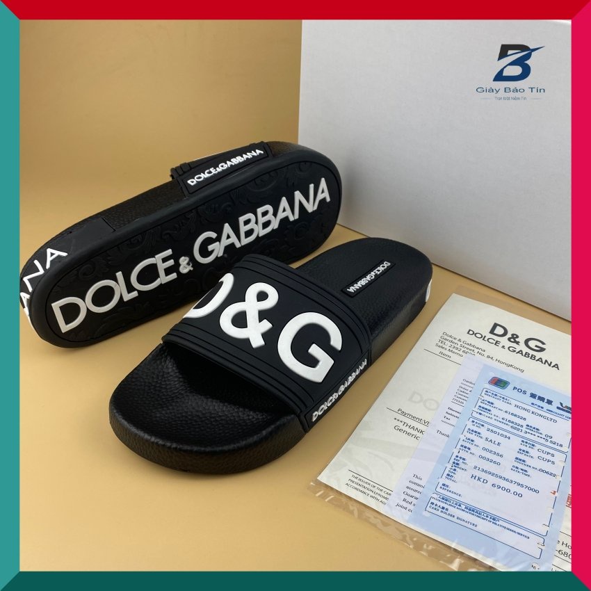 Dép Nam D&G - dép nam quai ngang chữ nổi đế cao su