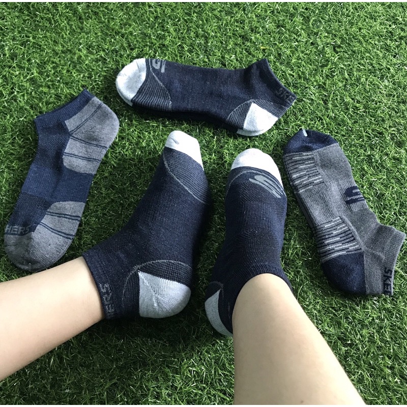Tất nam cổ ngắn Skechers hàng xuất dư xịn dày dặn êm chân thấm hút mồ hôi
