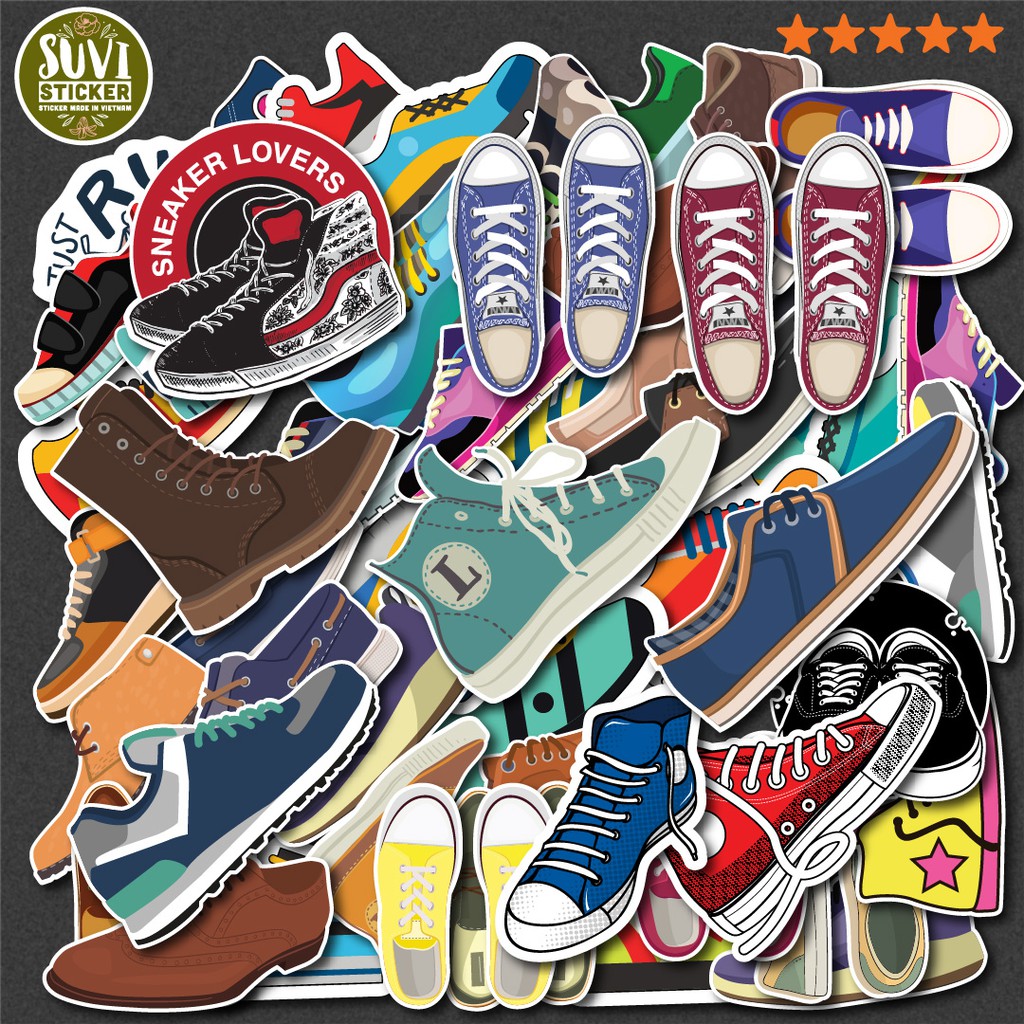 50 Sticker Giày Sneaker chống nước sticker dán laptop, điện thoại, đàn guitar, mũ bảo hiểm, vali. SV09