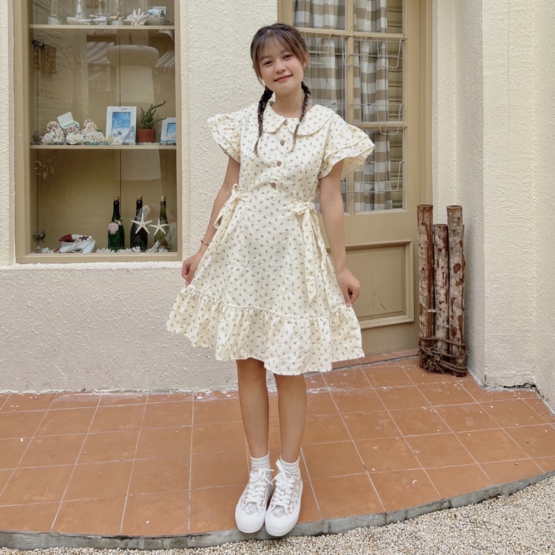 Đầm nơ eo cherry dress