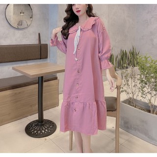 đầm suông bo tay dáng dài đuôi cá đính khuy 3 màu