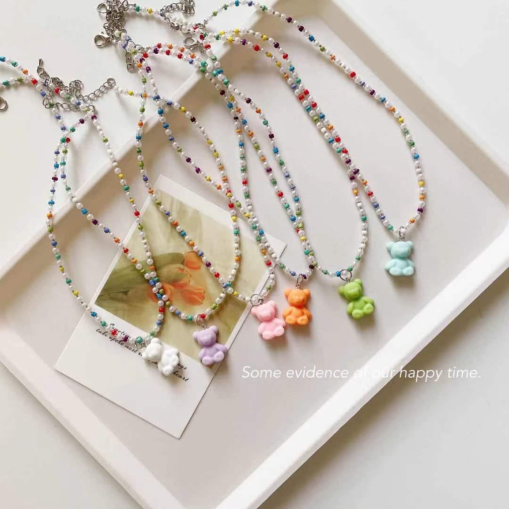 Dây Đeo Mắt Kính Xỏ Hạt acrylic Màu Kẹo Hình Gấu