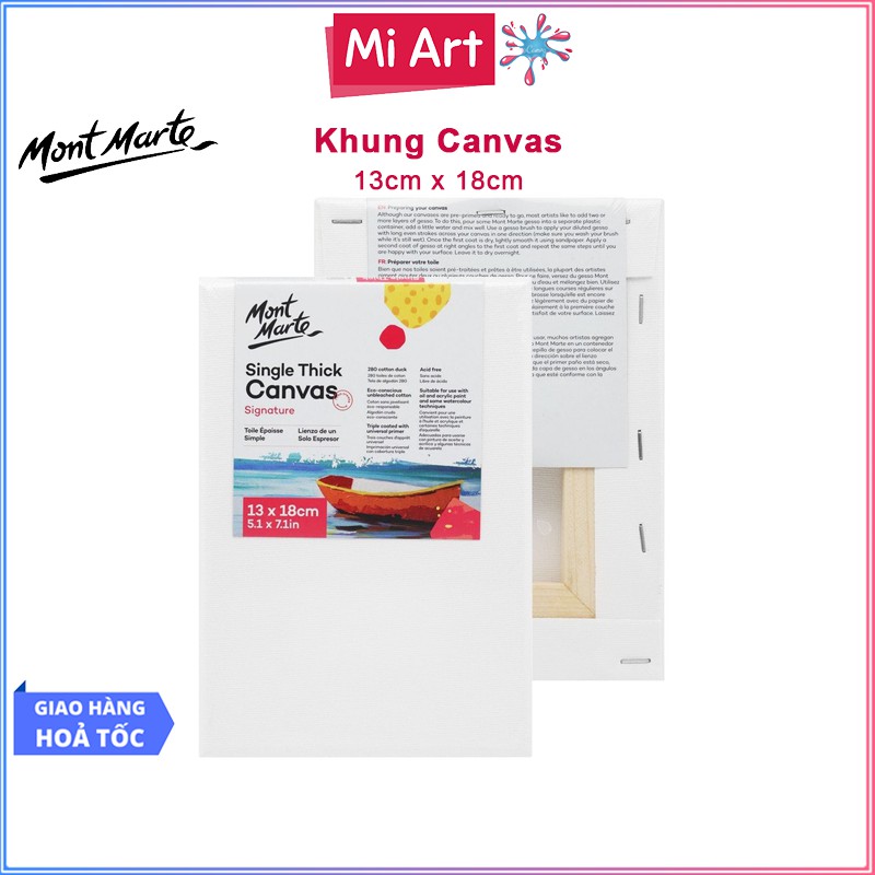 Khung Canvas 13x18cm Mont Marte Single Thick - CSST1318 - Canvas Vẽ Tranh, Toan Vẽ Tranh