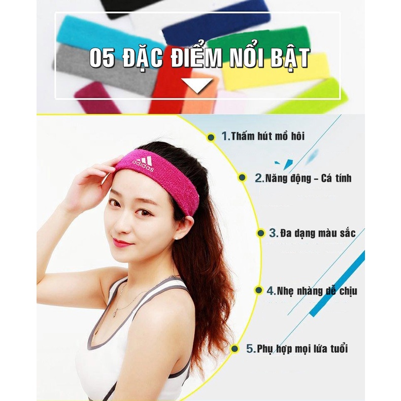 Băng Đô Thể Thao Headband Băng Trán Thấm Chặn Mồ Hôi Đầu Dùng Cho Tập Gym Chạy Bộ Bóng Rổ Bóng Chuyền Bóng Đá Tennis