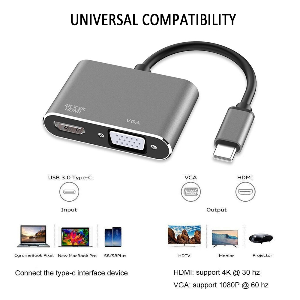 Bộ Chuyển Đổi Sang Hdmi 4k Usb C Vga Usb 3.1 Type C Sang Vga Hdmi Video Cho Macbook Pro | BigBuy360 - bigbuy360.vn