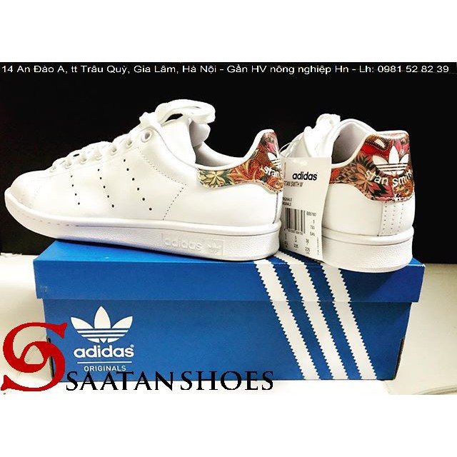 ADIDAS STAN SMITH WHITE FLOWERS FLORAL BLUE RED GREEN BANANA FARM S32036