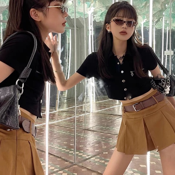 Chân váy Cowboy kèm belt bản to cá tính thời trang Becky