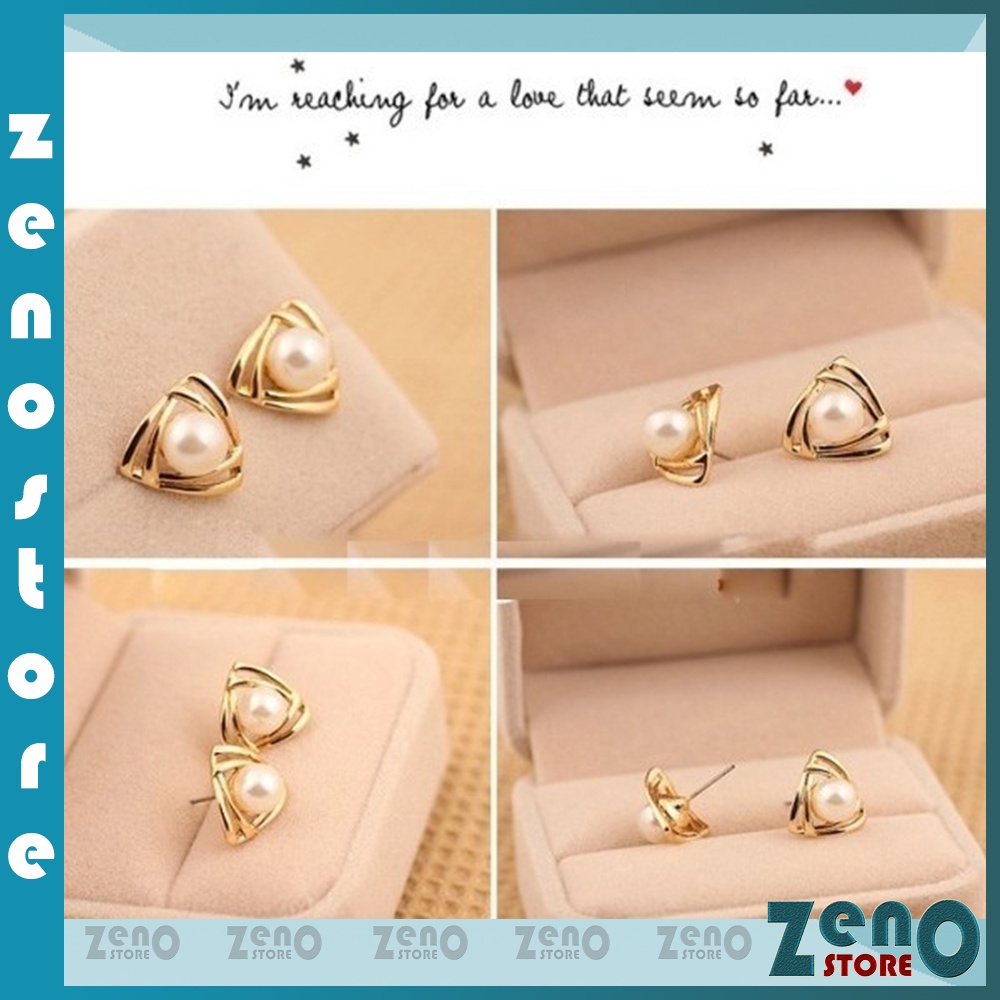 Khuyên tai ZenO bạc S925 KT02, bông tai bạc Ý đính ngọc