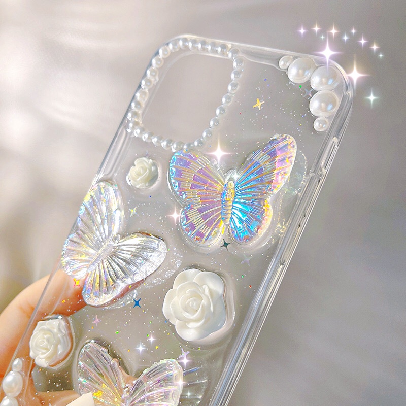 Ốp Điện Thoại TPU Dẻo Trong Suốt Họa Tiết Bươm Bướm Cho IPhone 14 7 / 8 SE 2020 7P / 8Plus X XS XR 11 12 13 Mini Pro Max AT0002