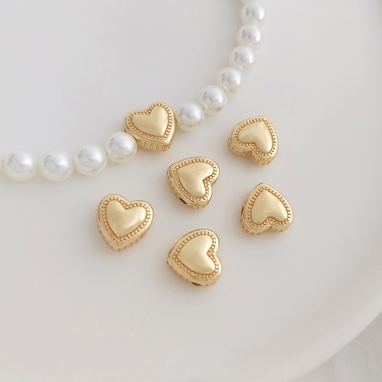 Hạt Xâu Chuỗi Bằng Đồng Mạ Vàng 14K Hình Trái Tim Nhiều Màu Sắc Dùng Làm Trang Sức diy