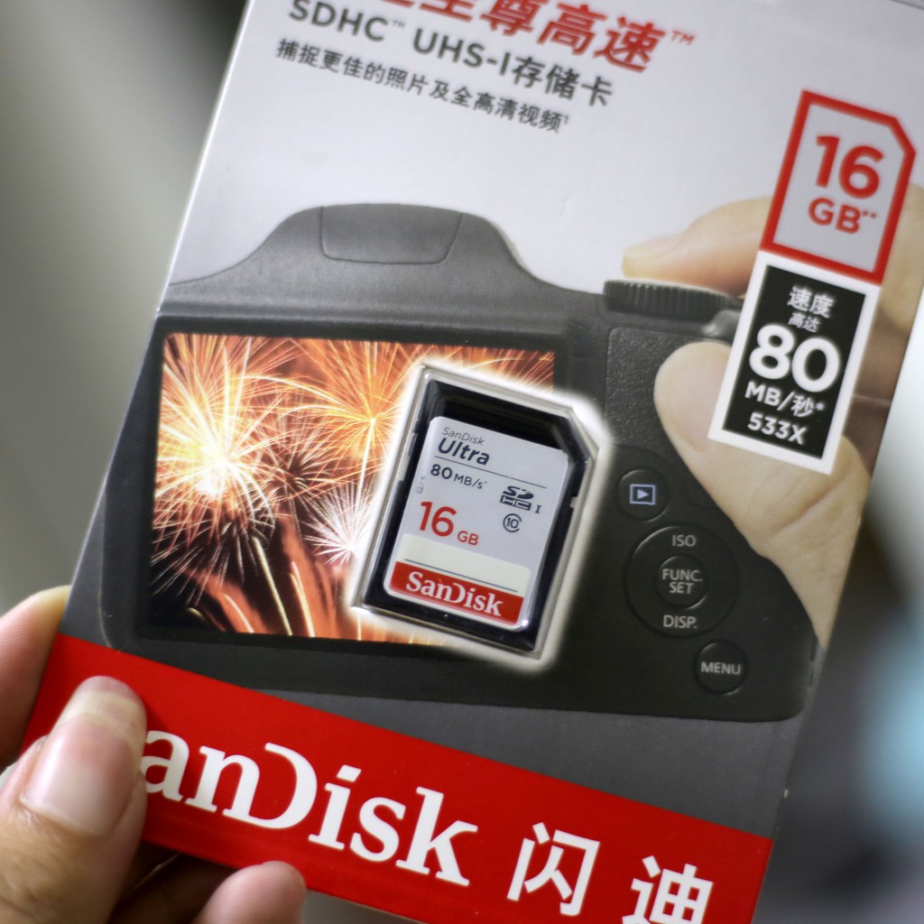 Thẻ nhớ máy ảnh SD HC - Sandisk 16Gb tốc độ 80Mb/s BẢO HÀNH 3 NĂM