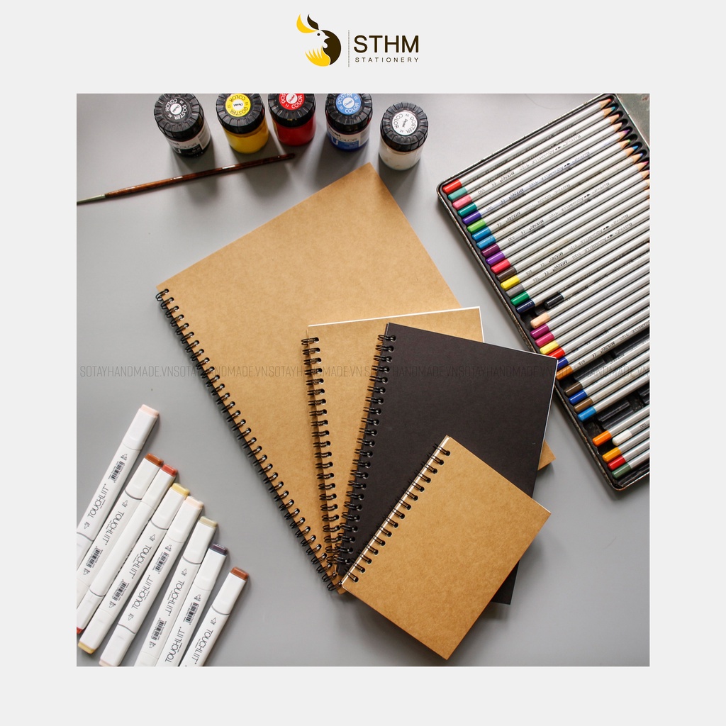 Sổ tay vẽ chì - Sketchbook - Giấy kem trơn 130gsm - STHM stationery