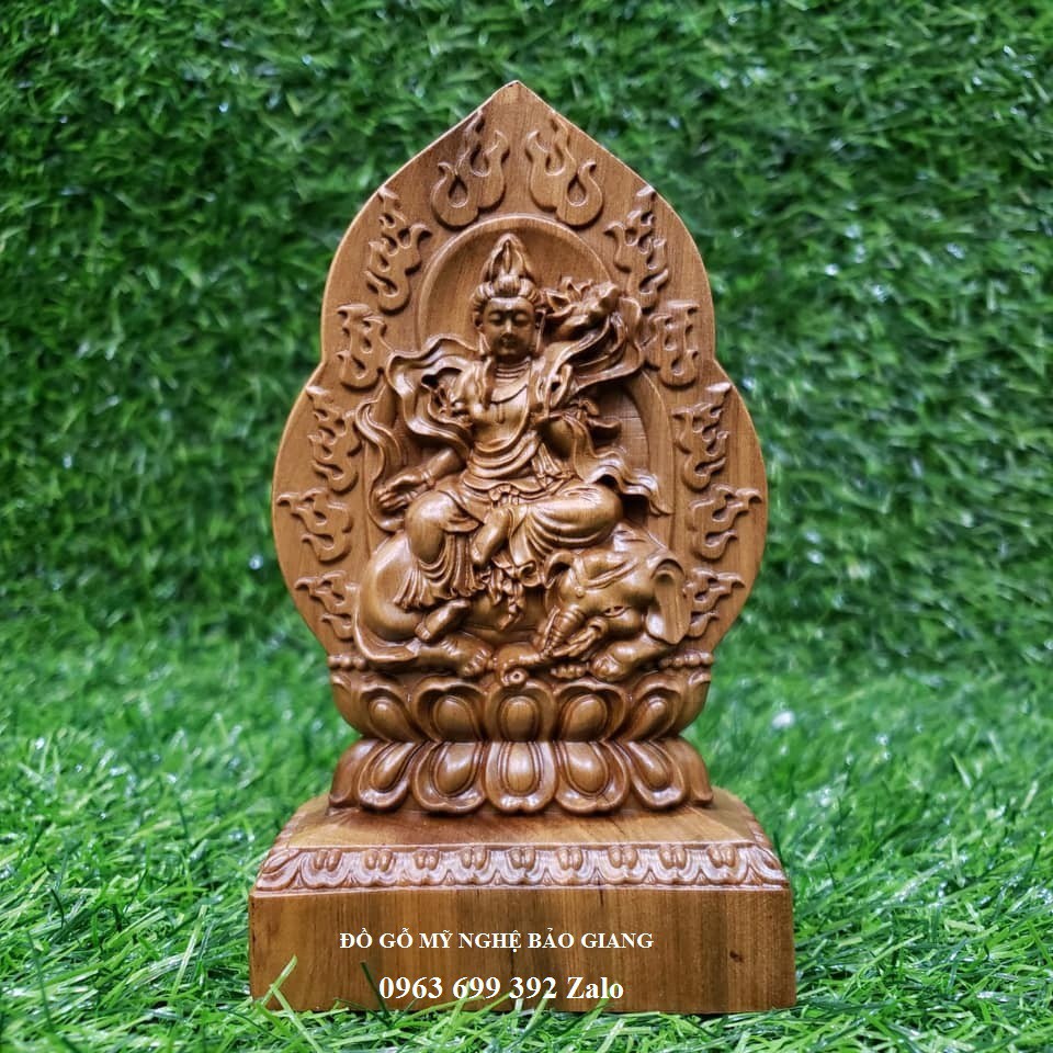 Tượng phật bản mệnh Tuổi Thìn tuổi Tỵ để xe ô tô phật Phổ Hiền Bồ Tát bằng gỗ bách thơm