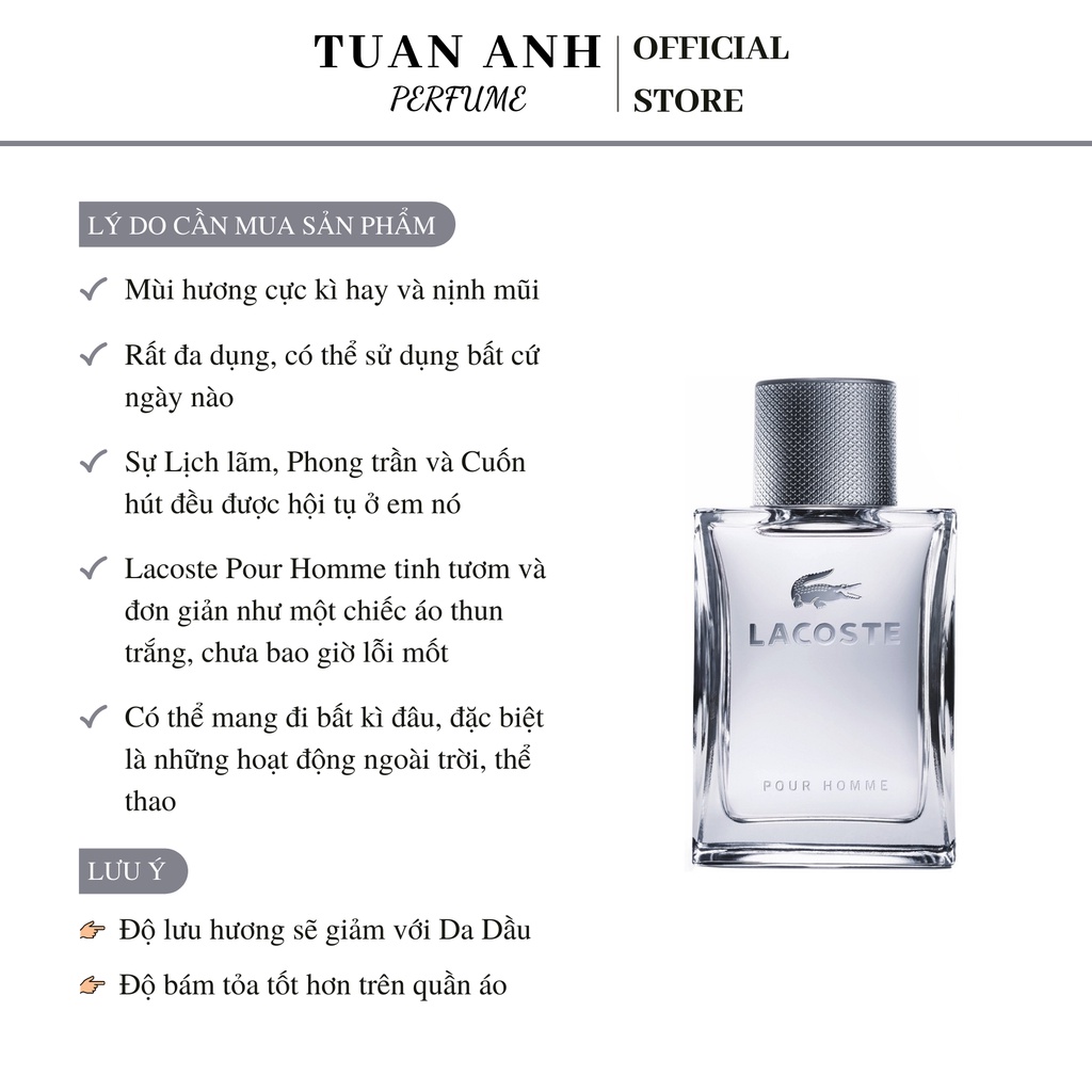 Nước hoa nam chính hãng Lacoste Pour Homme cao cấp TUANANHPERFUME