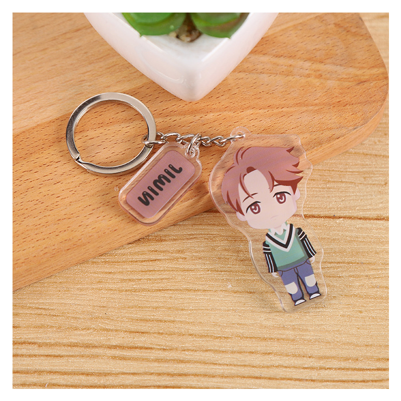 BTS keychain anime đôi mặt dây chuyền acrylic trong suốt