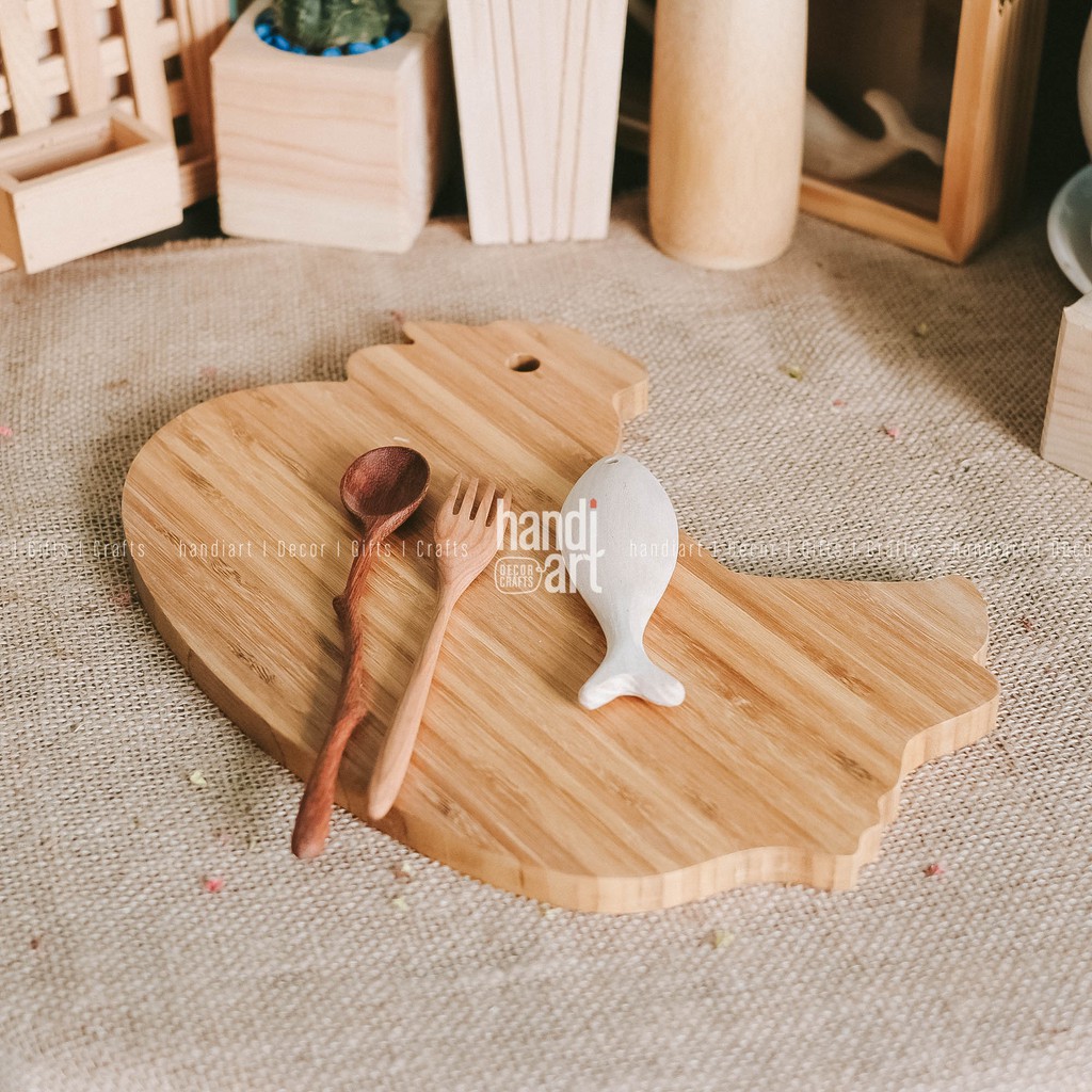 Thớt gỗ tre hình con gà - Thớt gỗ tre trang trí - Thớt gỗ tre tự nhiên - Bamboo wood cutting board