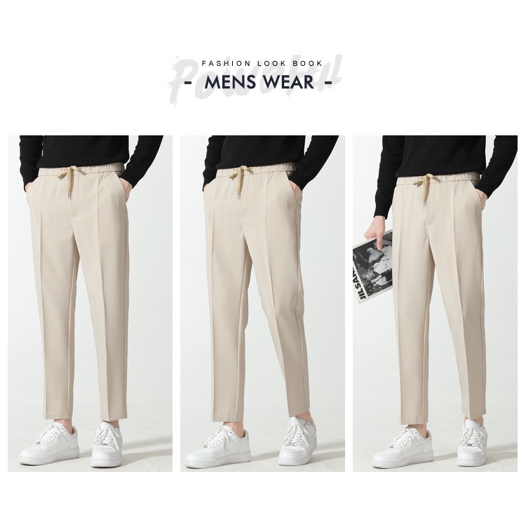 Quần âu nam cạp chun ống suông Unisex, quần baggy nam co giãn ống rộng phong cách Ulzzang QUZ