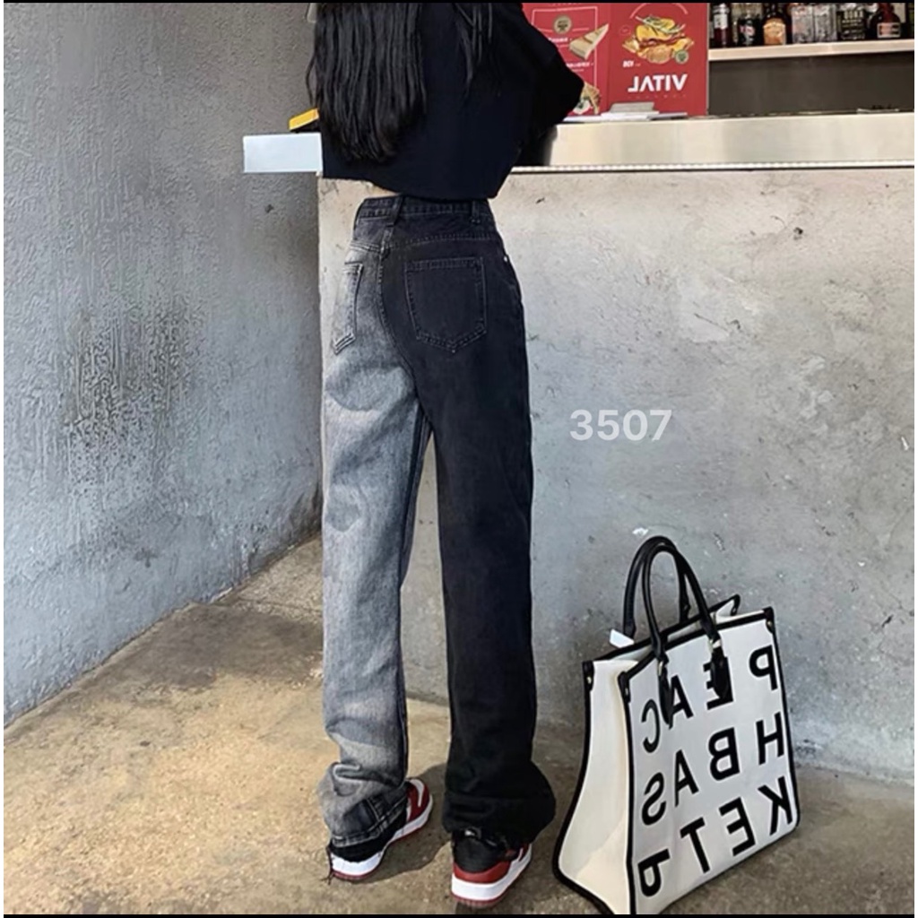 QUẦN JEANS ỐNG RỘNG NỮ LƯNG CAO ỐNG 2 MÀU XÁM LAI CUỐN CHẤT VẢI DÀY DẶN MỀM MỊN CAO CẤP NITIQC TUNG BAY