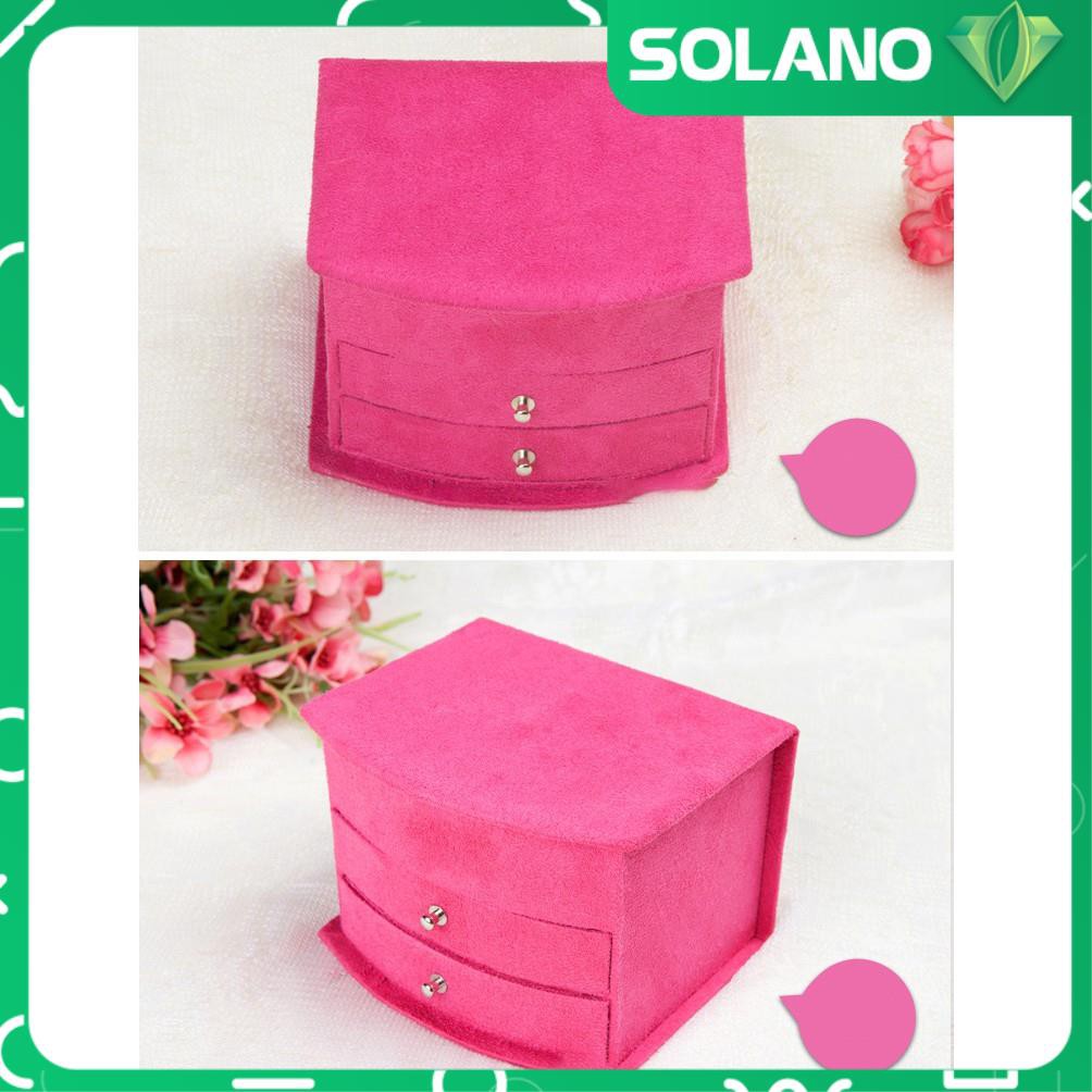 Hộp Đựng Trang Sức 3 Tầng Bọc Nhung Có Gương SOLANO DHDTS