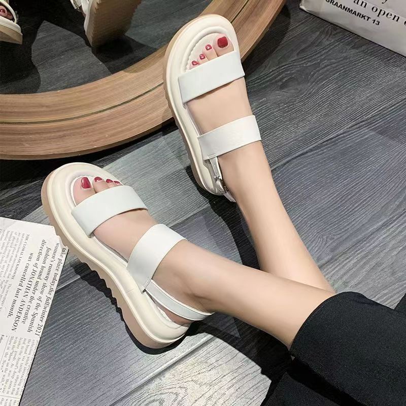 Giày Sandal Thể Thao Đế Dày Dây Chéo Màu Xanh Lá Cây Phong Cách Mới