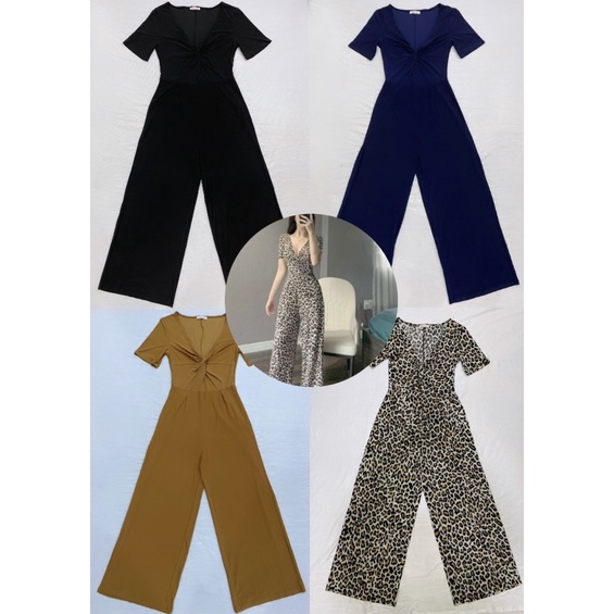 (Y100 ) Bộ jumpsuit thun ladong cổ V tay ngắn Belle Looks (Size S, M, L) - Thanh lý vnxk