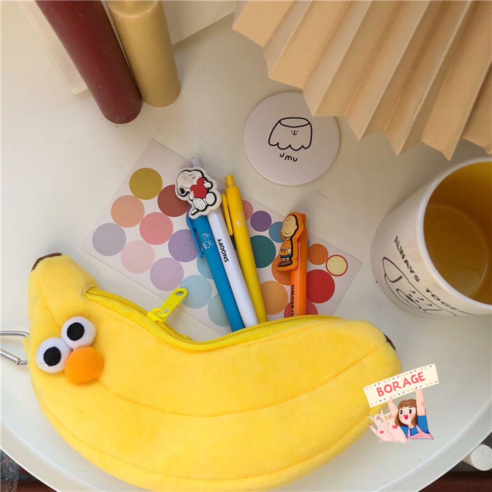 Túi Đựng Bút Bằng Vải Canvas Phối Lông Xù Xinh Xắn